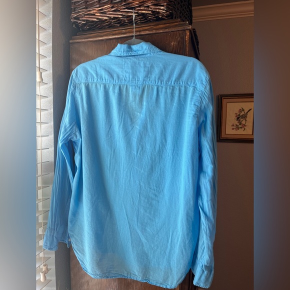 Frank & Eileen, Eileen button down shirt.  Light turquoise/ocean blue. - Picture 5 of 6